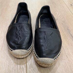 Yves Saint Laurent Black Leather Espadrilles for women